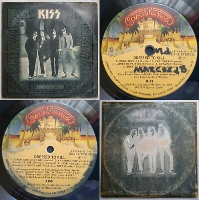 KISS DRESSED TO KILL 1977 UNIQ BLACK & WHITE CVR QUATRO RECORDS MEGARARE CHILEAN - Image 1 of 4