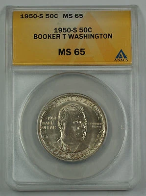1950-S B T Washington Silver Half Dollar Commemorative Coin ANACS MS-65 (C) - Image 1 of 2