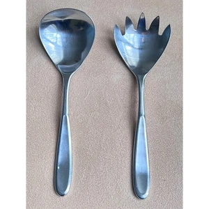 Vtg Discontinued Pottery Barn Tivoli Salad Serving Set Stainless 19/10 Korea - Picture 1 of 6