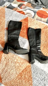Ladies Black Knee Length Boots Size 5 - Picture 1 of 5