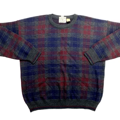 VINTAGE Sears Sweater Mens XL Gray Plaid Wool Blend Pullover Roebuck - Image 1 of 4
