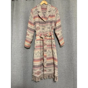 Soft Surroundings Long Jacket Women Medium Duster Aztec Southwest Cotton Light - Picture 1 of 8