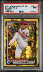 2024 Bowman Draft Sapphire Edition Chase Burns #BDC55 Yellow #/75 (RC) | PSA 9🔥 - Bild 1 von 3