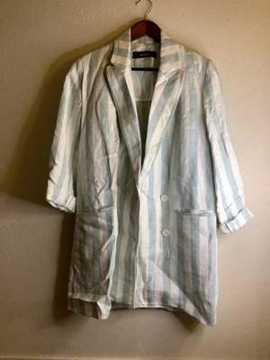 Zara Basic Brand Striped Two Button Blazer Size M - Image 1 of 3