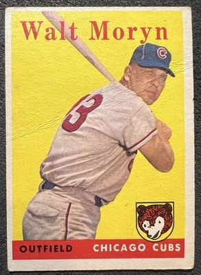 1958 Topps Walt Moryn (cachorros de Chicago) #122 residuo arrugado en la parte posterior Foto 1 de 2
