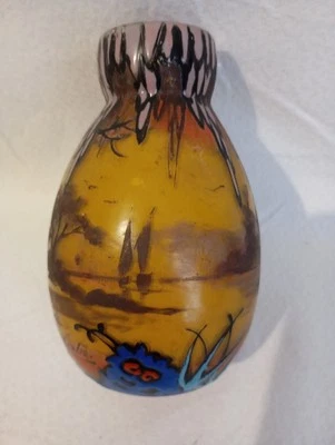 BELLE PÂTE DE VERRE SIGNÉE CLIO. VASE ART DÉCO - Photo 1/4