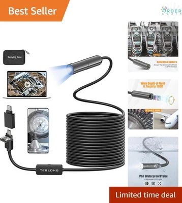 5MP Waterproof Endoscope 16.5ft USB Inspection Camera for Android Windows Mac - Image 1 of 4