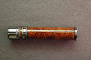 FLY ROD REEL SEAT Amboyna Burl 11370 Blued Nickel Silver Cap and Ring - Picture 1 of 4