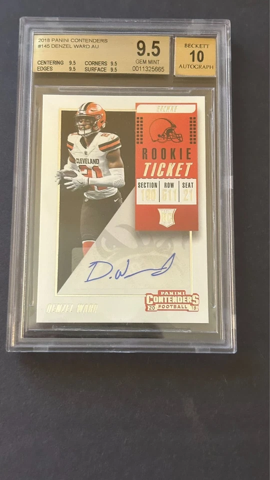 2018 Panini Contenders Rookie Ticket Auto 10 Denzel Ward #145 BGS 9.5 GEM MINT - Image 1 of 4
