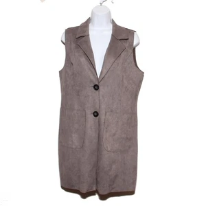 Charis Allure Faux Suede Long Vest Size Medium NEW - Picture 1 of 6
