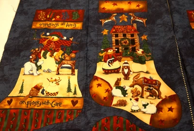 Teresa Kogut frosty Friends Christmas Stocking Cut & Sew Fabric Panel 2 of each - Image 1 of 4