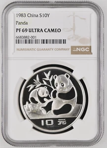 1983 China S10Y Panda PF 69 Ultra Cameo NGC Silver Proof Coin - Picture 1 of 2
