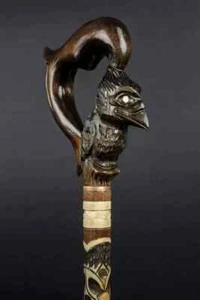 Wooden Staff Bird Walking Artisan Carved Stick Exclusive Collectible Cane Gift - Picture 1 of 4