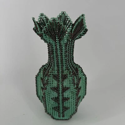 Jarrón de punta de aguja hecho a mano bebé azul y plata decoración vintage de Navidad Foto 1 de 4