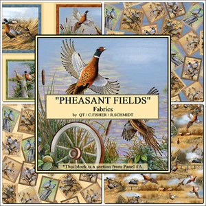 QUILTING TREASURES "PHEASANT FIELDS" 2724 SCENIC PHEASANTS FABRICS - Picture 1 of 5