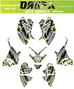 2002 - 2022 Polaris Outlaw 90 110 Graphic Kit - D43-1 Yellow - Bild 1 von 1