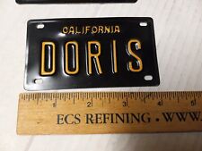 Vintage Black California Metal Bike License Plate for Stingray  "DORIS” 1960's