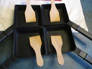 Raclettepfännchen 4 Stck. mit 4 Stck. Holzspatel für KRUPS Kontaktgrill 2002 ovp - Bild 1 von 5