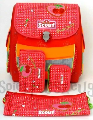 Scout Buddy Sweet Cherry Schulranzen Set 4-teilig Mädchen Rucksack Rot Ranzen