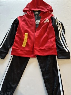 Adidas niños 2 piezas Conjunto de sudadera y jogger rojo/negro talla 5 ¡¡Nuevo!!️ Foto 1 de 4