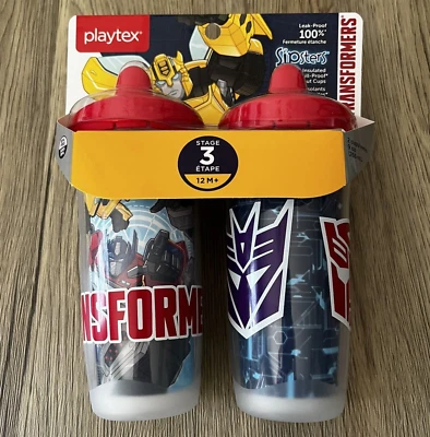 Playtex Transformers Sipsters Etapa 3 A Prueba de Derrames Taza de Caño Aislada 9oz Paquete de 2 Foto 1 de 4
