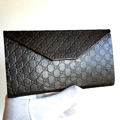 fodero occhiali da sole vista GUCCI box sunglasses custodia case brown wallet - Imagen 1 de 4