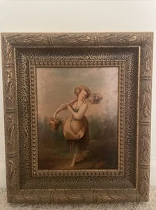 Jean-Baptiste Huet The Flower Girl Oil Painting On Board - Picture 1 of 6