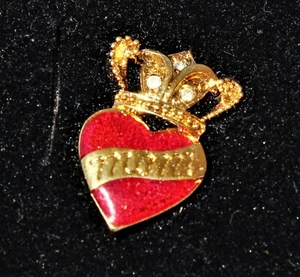 Avon Mom Claddagh Pin Mom Lapel Pin Heart with Crown Pin Red Heart Jewelry - Picture 1 of 3