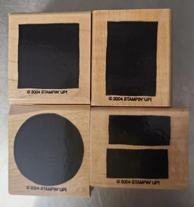 2004 Stampin' Up! Shape-Ups Set of 4 Wooden Block Rubber Stamps, Excellent - Picture 1 of 4