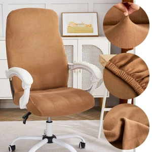 Velvet Office Chair Cover Computer Chair Covers Elastic Chairs Seat Slipcovers - Picture 1 of 30