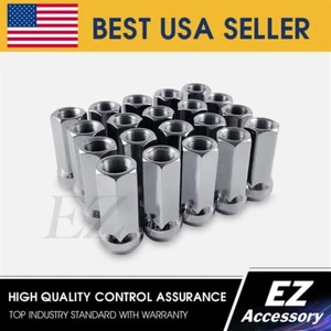 20 Open End Lug Nuts Bulge Acorn 14x2 Ford F150 Chrome 1.9" For Extended Studs - Picture 1 of 5