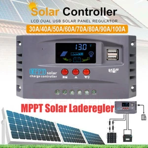 Solar Ladegerät 30A-100A 12V-24V MPPT Controller Panel Regler Daul USB Digital - Picture 1 of 22