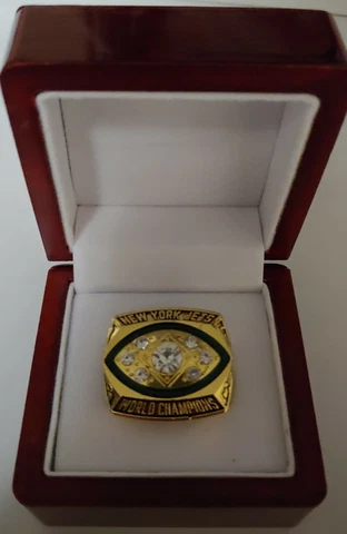 Joe Namath - 1968 New York Jets Super Bowl Ring With Wooden Display Box Cover