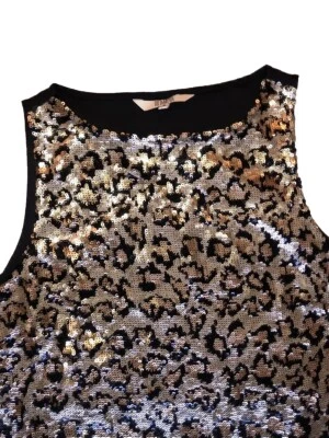 Camiseta sin mangas BB DAKOTA de lentejuelas con diseño de leopardo talla M mediana negra espalda elegante Foto 1 de 4