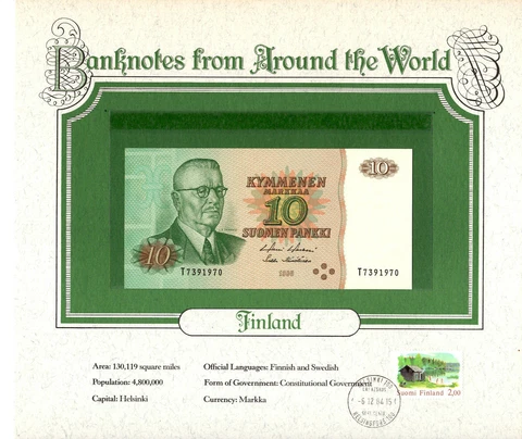World Banknotes Finland 1980 10 Markkaa P 111a.50 UNC Birthday T1391970 Cover