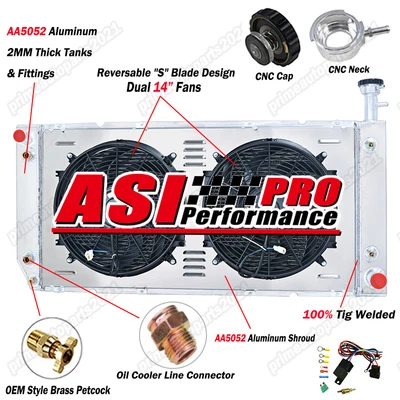 3Rows Radiator Shroud Fan Fit 2004-16 Chevy Express GMC Savana 2500 3500 4500 AT - Image 1 of 4