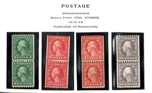 1916-19 U.S. ROTARY COIL LINE PAIRS COMPLETE SET p.10h Unwkm Sc#486-9 M/NH/H/OG* - Picture 1 of 3