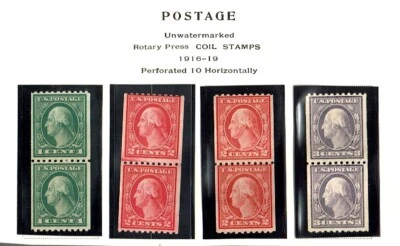 1916-19 U.S. ROTARY COIL LINE PAIRS COMPLETE SET p.10h Unwkm Sc#486-9 M/NH/H/OG* - Image 1 of 3