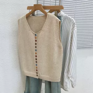 Lady Soft Knit Cardigan Vest Knitted Jumper Tank Top Sleeveless Sweater Winter - Picture 1 of 12