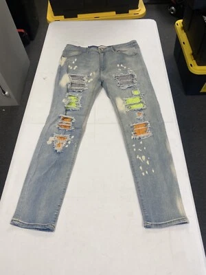 Pantalones de mezclilla ajustados con estrás Blind Trust BTP20071 Foto 1 de 4