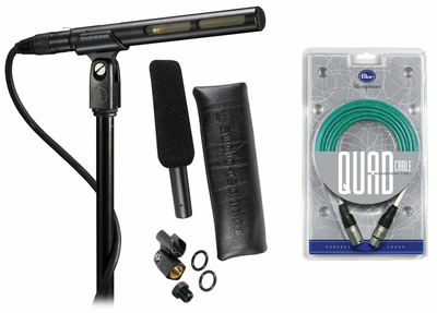 Audio Technica AT875R Short Shotgun Condenser Microphone Mic+Blue XLR Cable - Image 1 of 4