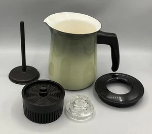 Vintage Avocado Green Fade Percolator Metal Coffee Pot Complete Between 4-6 Cups - Picture 1 of 20