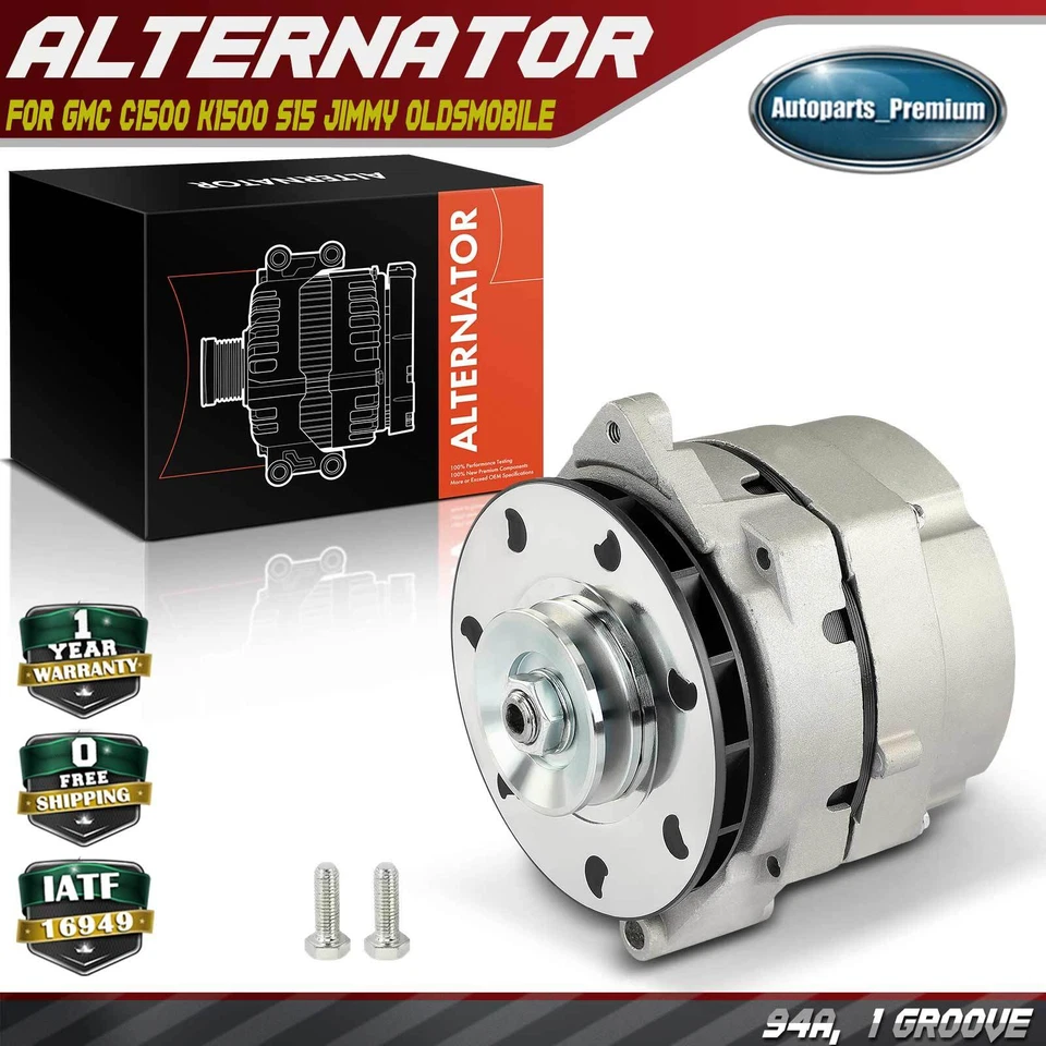 Alternador para GMC C1500 K1500 S15 Jimmy Oldsmobile Pontiac 94A 12V CW 1 ranura Foto 1 de 4