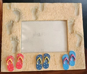 Beach Flip Flop Picture Frame holds 4x 6 Picture - Picture 1 of 1