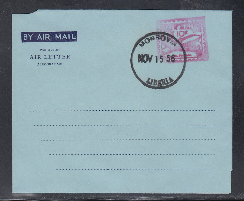 Самолет Liberia von Saleski # CY6 1956 Air Letter FDC - Изображение 1 из 1