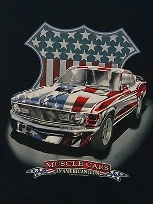 Camiseta Muscle Car. Canyon River Blues Sixe XL 2004. Mustang Fastback. Patriótico Foto 1 de 4