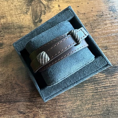 Pulsera David Yurman Cable Triple Envoltura en Cuero Marrón - ENVÍO GRATUITO Foto 1 de 4