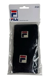 Fila Solid Black Wristbands Sweatbands One Size New - Picture 1 of 3