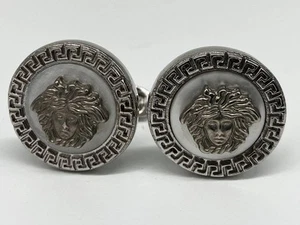 Versace Mother of Pearl x Medusa Cufflinks Round Silver color Swivel style S01 - Picture 1 of 7