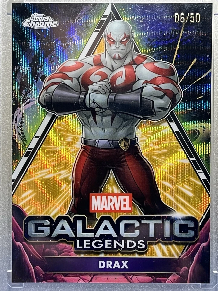 DRAX 2025 Topps Chrome Marvel Galactic Legends Gold Wave /50 SSP - Image 1 of 4